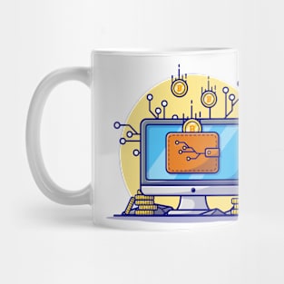 Online CryptoCurrency Cartoon Vector Icon Illustration Mug